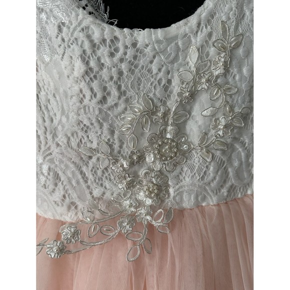 2BUNNIES Girls Sleeveless White Lace Top Sheet 3 Tiered Pink Dress NEW! Sz 9/10 - Picture 2 of 7